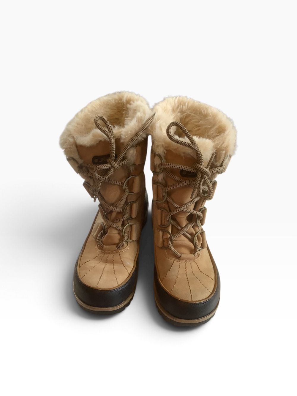 JBU Maldives Weather Ready Faux Fur Lace Up Winter Boots Tan Black Size 6M
